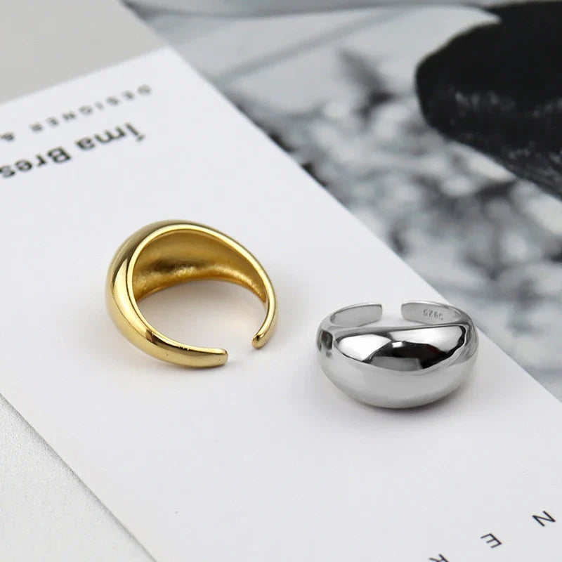 925 Sterling Silver Ring for Women Men Smooth Geometric Finger Ring Adjustable Party Jewelry Wholesale
