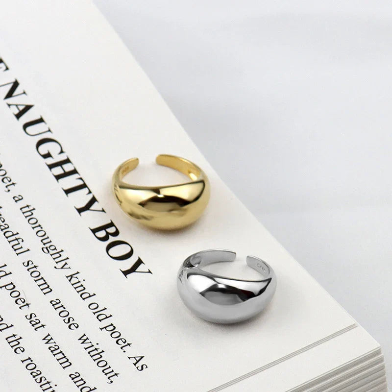 925 Sterling Silver Ring for Women Men Smooth Geometric Finger Ring Adjustable Party Jewelry Wholesale