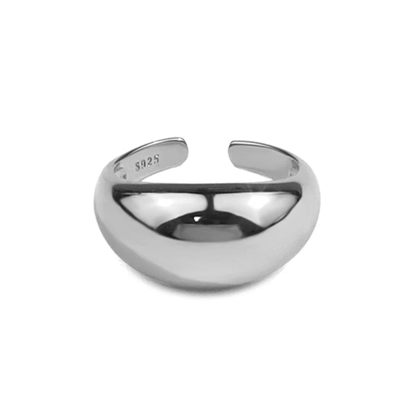 925 Sterling Silver Ring for Women Men Smooth Geometric Finger Ring Adjustable Party Jewelry Wholesale