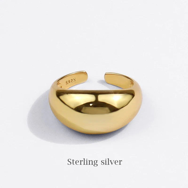 925 Sterling Silver Ring for Women Men Smooth Geometric Finger Ring Adjustable Party Jewelry Wholesale