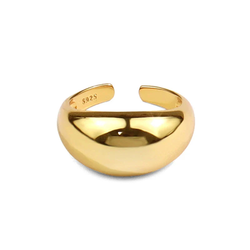 925 Sterling Silver Ring for Women Men Smooth Geometric Finger Ring Adjustable Party Jewelry Wholesale