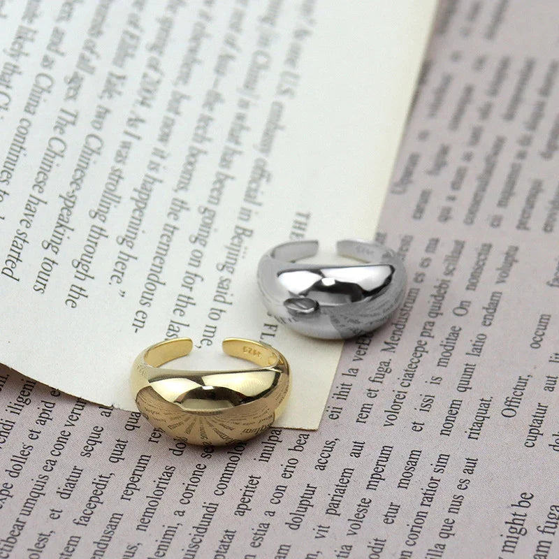 925 Sterling Silver Ring for Women Men Smooth Geometric Finger Ring Adjustable Party Jewelry Wholesale