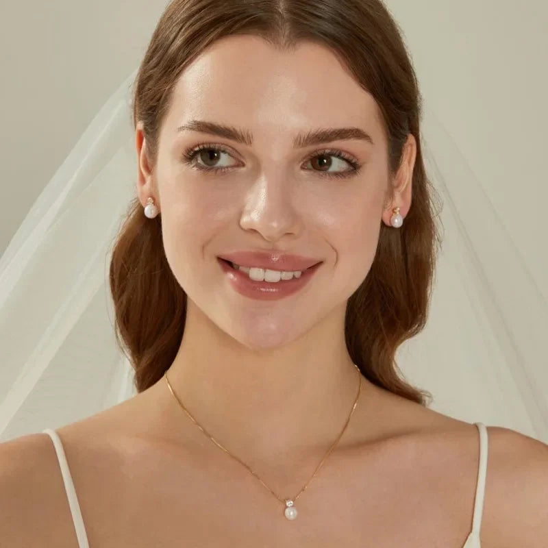 7-8mm Natural Freshwater Pearl Stud Earrings for Women Dainty Crystal Pearl Earrings Jewelry Gift 2025 New Arrivals