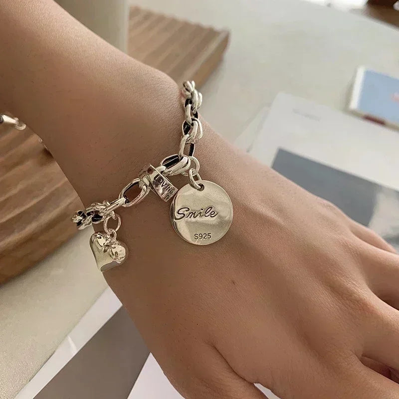 Silver Adjustable love Bracelet for Women Elegant Vintage Geometric Lucky Punk Fashion Jewelry Bracelet Party Gifts Dropshipping