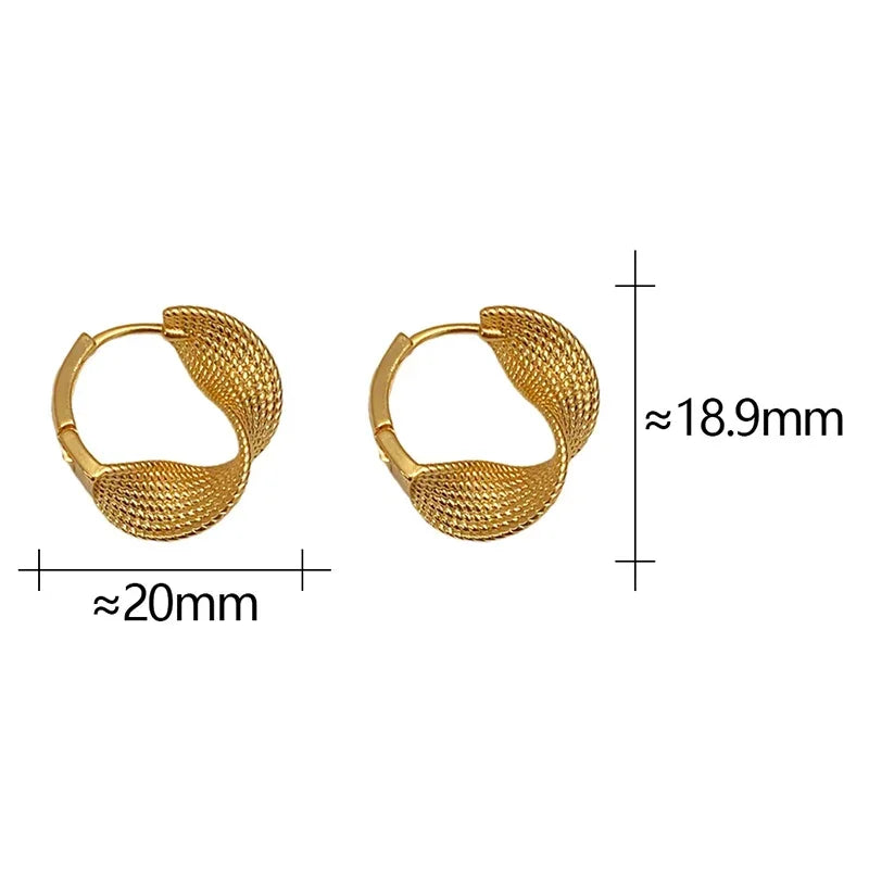 Real 925 Sterling Silver Distorted Wrinkled Round Hoop Earrings for Women Minimalist Trendy Fine Jewelry Personality Accessories