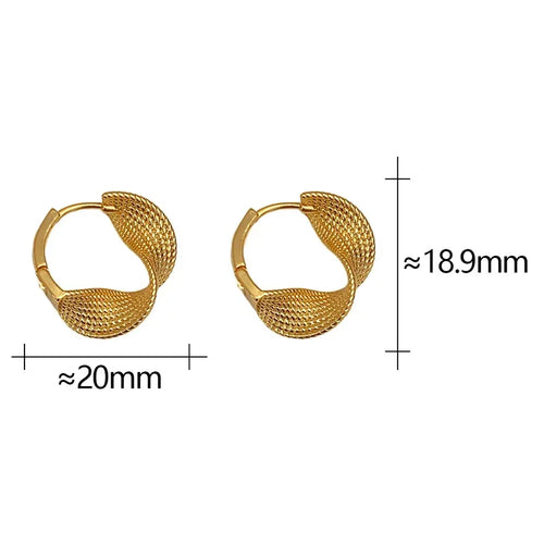 Real 925 Sterling Silver Distorted Wrinkled Round Hoop Earrings for Women Minimalist Trendy Fine Jewelry Personality Accessories