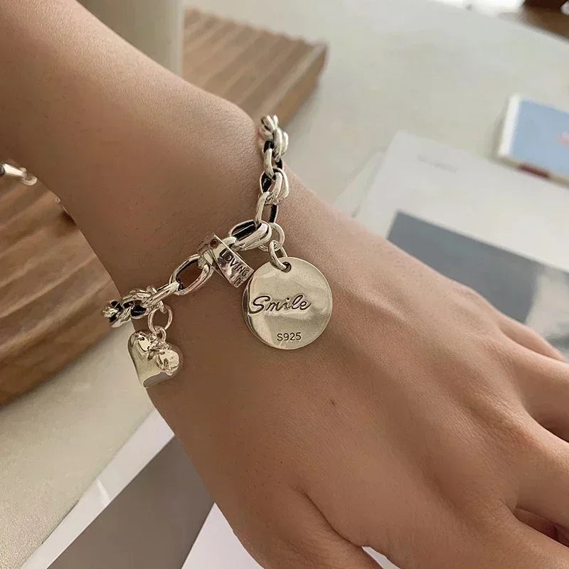 Silver Adjustable love Bracelet for Women Elegant Vintage Geometric Lucky Punk Fashion Jewelry Bracelet Party Gifts Dropshipping