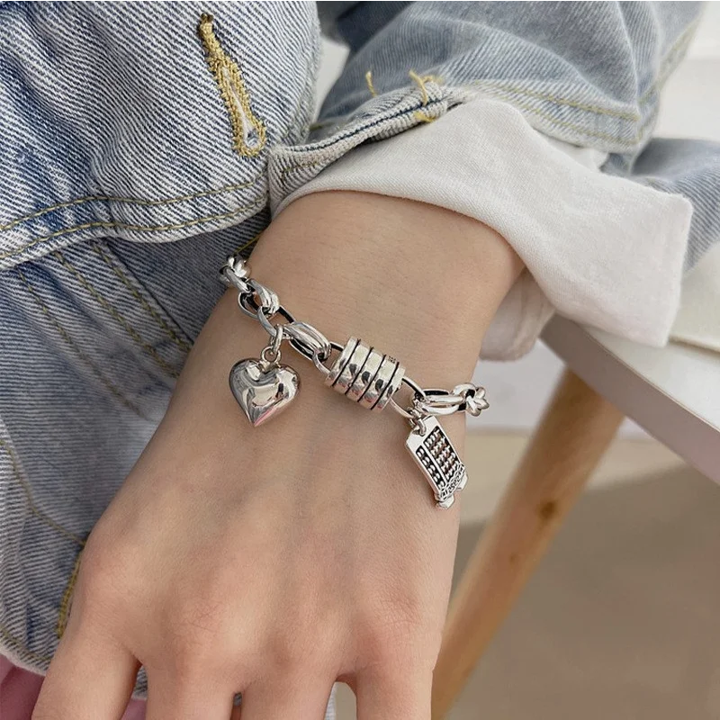 Silver Adjustable love Bracelet for Women Elegant Vintage Geometric Lucky Punk Fashion Jewelry Bracelet Party Gifts Dropshipping