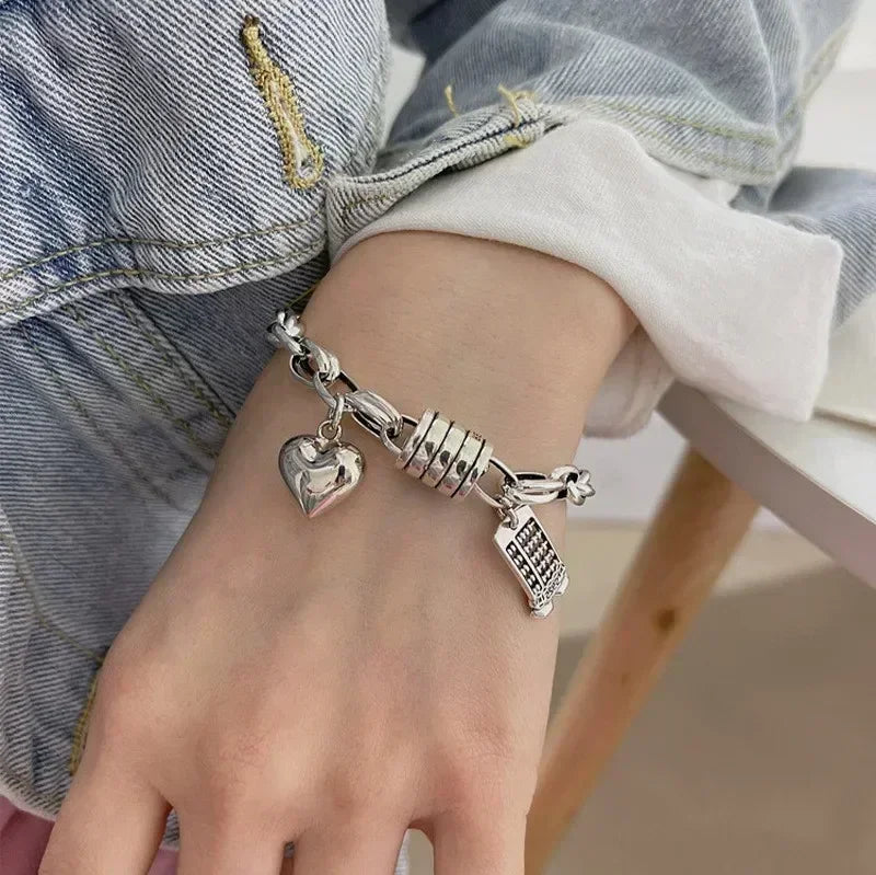 Silver Adjustable love Bracelet for Women Elegant Vintage Geometric Lucky Punk Fashion Jewelry Bracelet Party Gifts Dropshipping