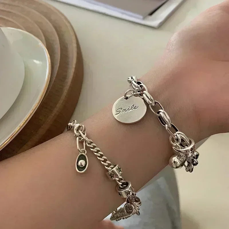 Silver Adjustable love Bracelet for Women Elegant Vintage Geometric Lucky Punk Fashion Jewelry Bracelet Party Gifts Dropshipping