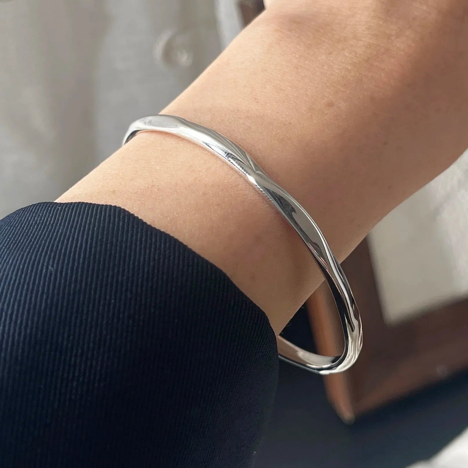 100% Solid 925 Sterling Silver Retro Bracelet for Women Geometric Gold Narrow Handmade Sparkling Simple Bracelet Birthday Gift