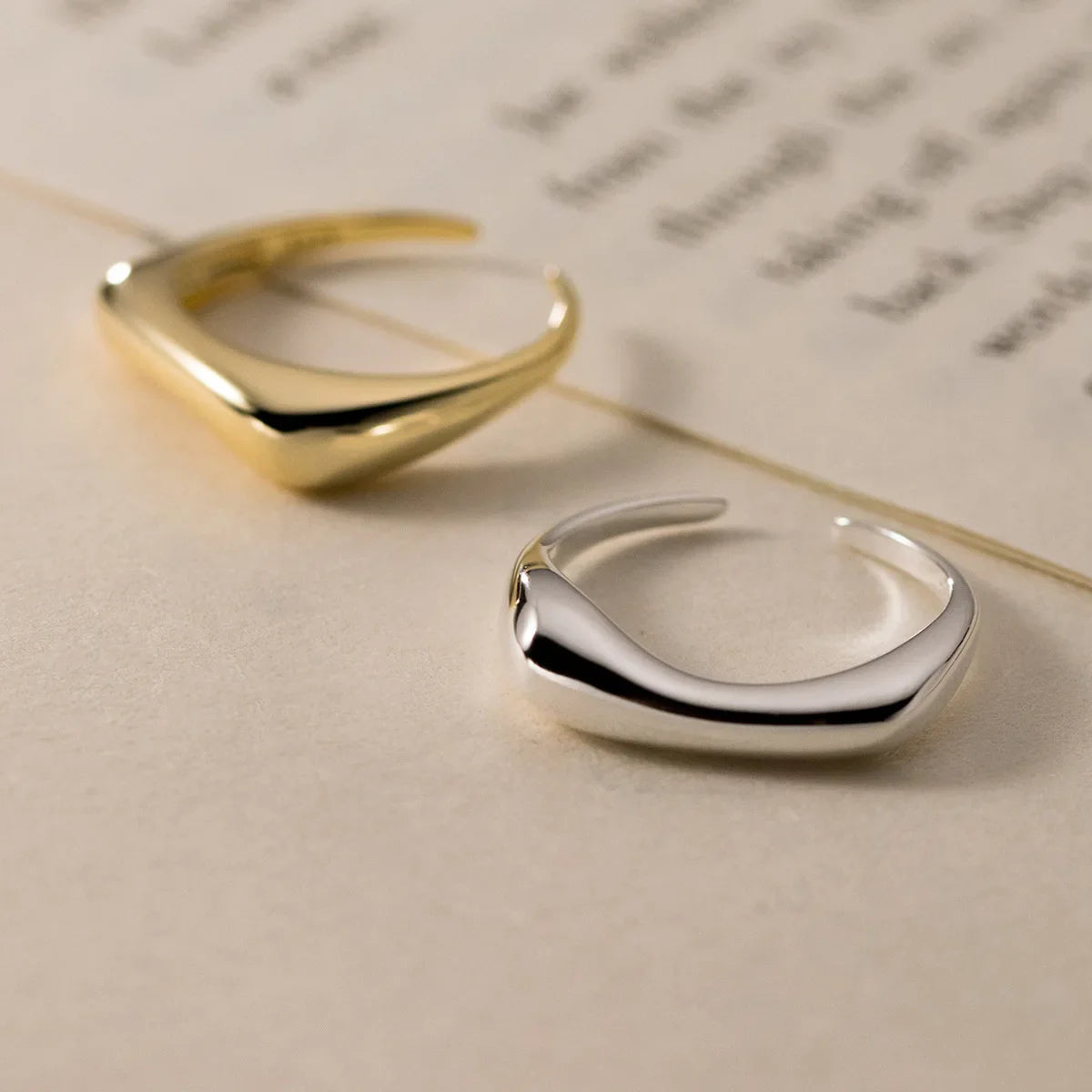 925 Sterling Silver Geometry Arc-Shaped Open Rings For Women Engagement High Quality Jewelry Accessories Wholesale Jewellery